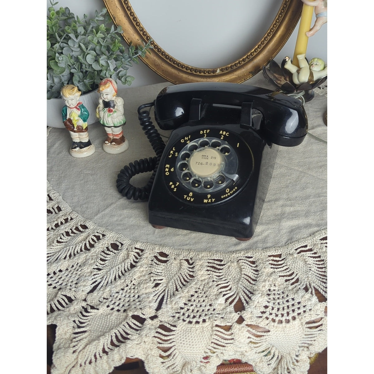 Vintage Black Rotary Telephone Nostalgia 1950s Mid Century Desk Phone
