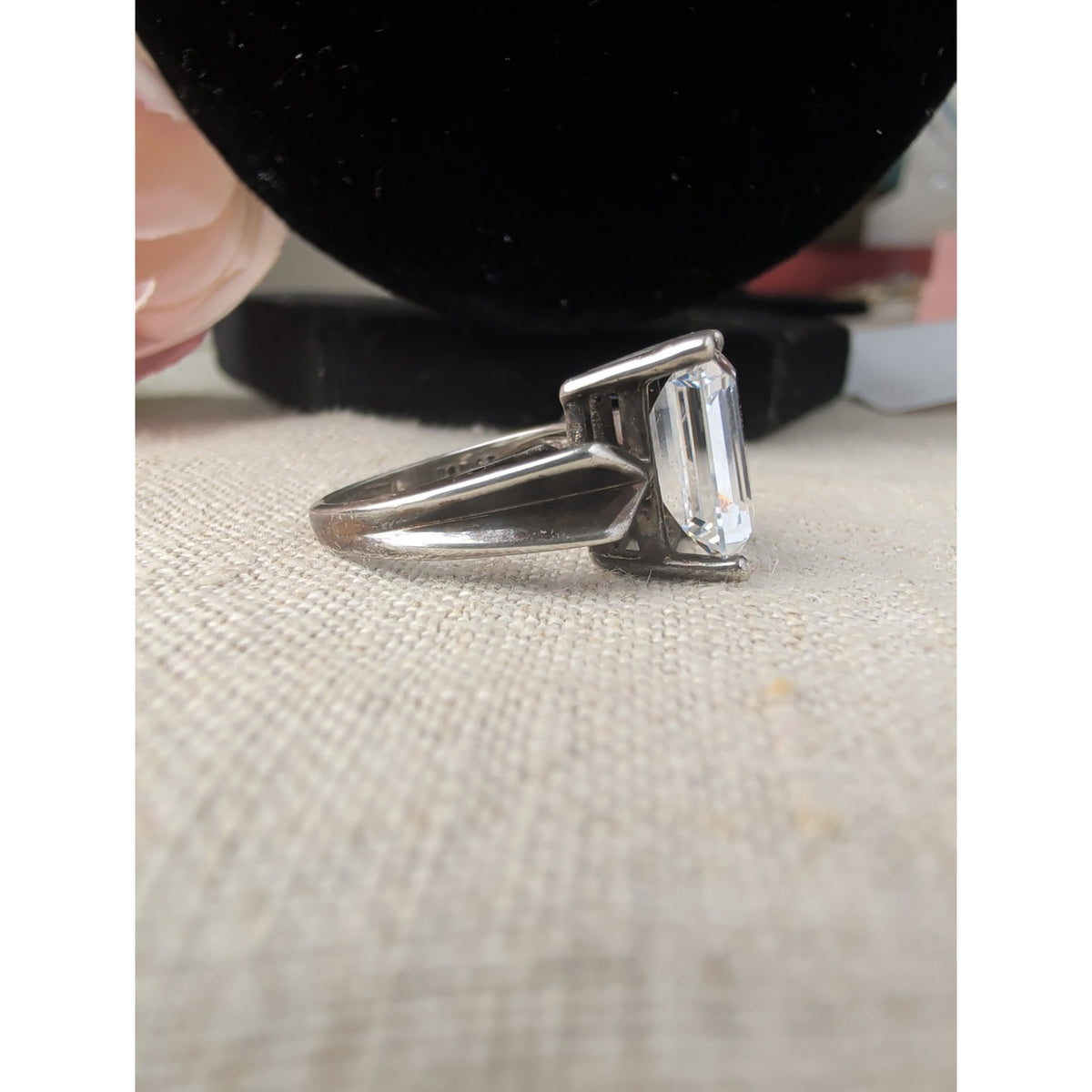 Gorgeous Sterling 925  Emerald Cut CZ Cocktail Ring Size 6