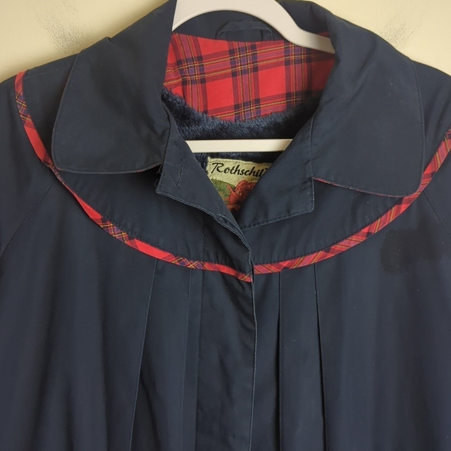 Vintage Rothschild Madeline Pea Coat Pleated laid Faux Fur Lining Girls 12