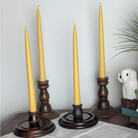Primitive Wood Candlestick Holders Set Of Four Farmhouse Cottagecore Styling