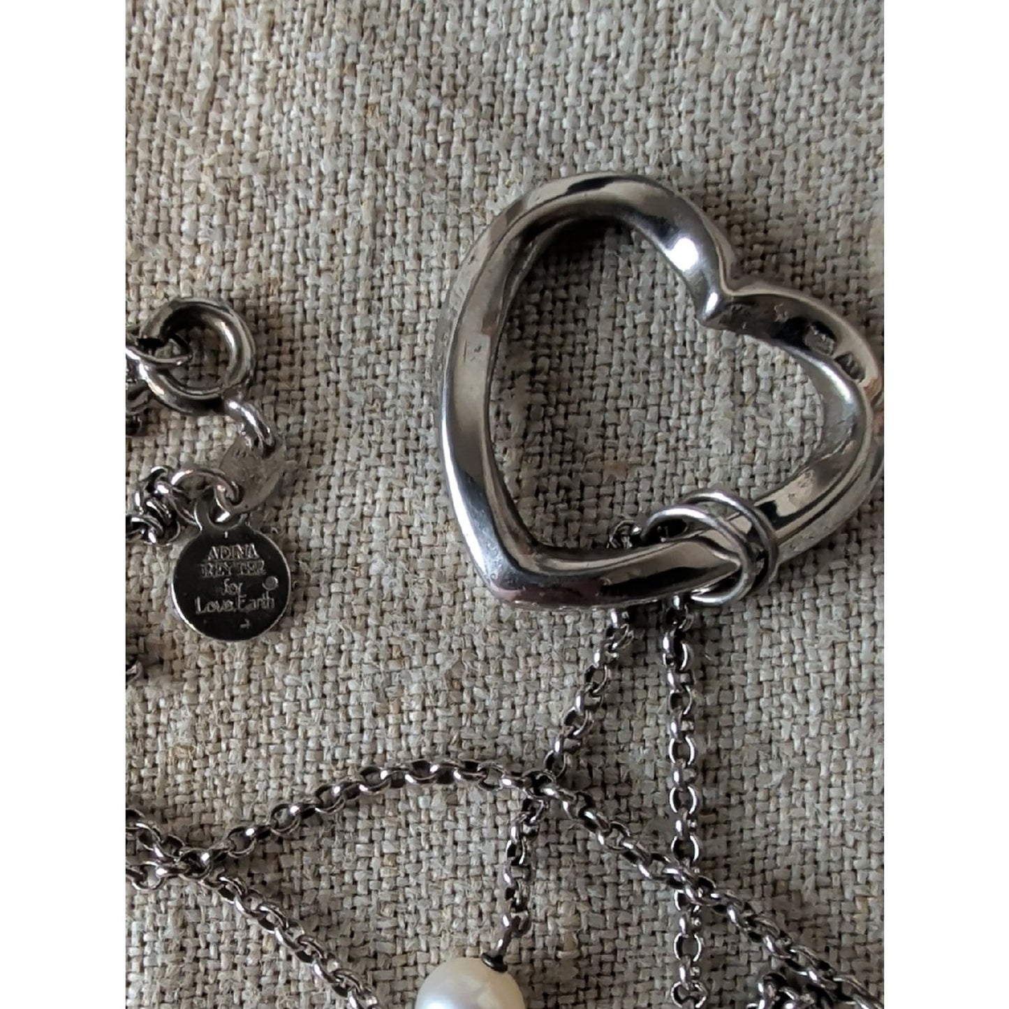 Adina Reyter 925 Sterling Silver Open Heart Pearl Necklace