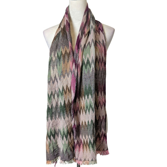 Boho Chic Meets Fairygrunge Chevron Artsy Oversized Scarf  Soft with Fringe