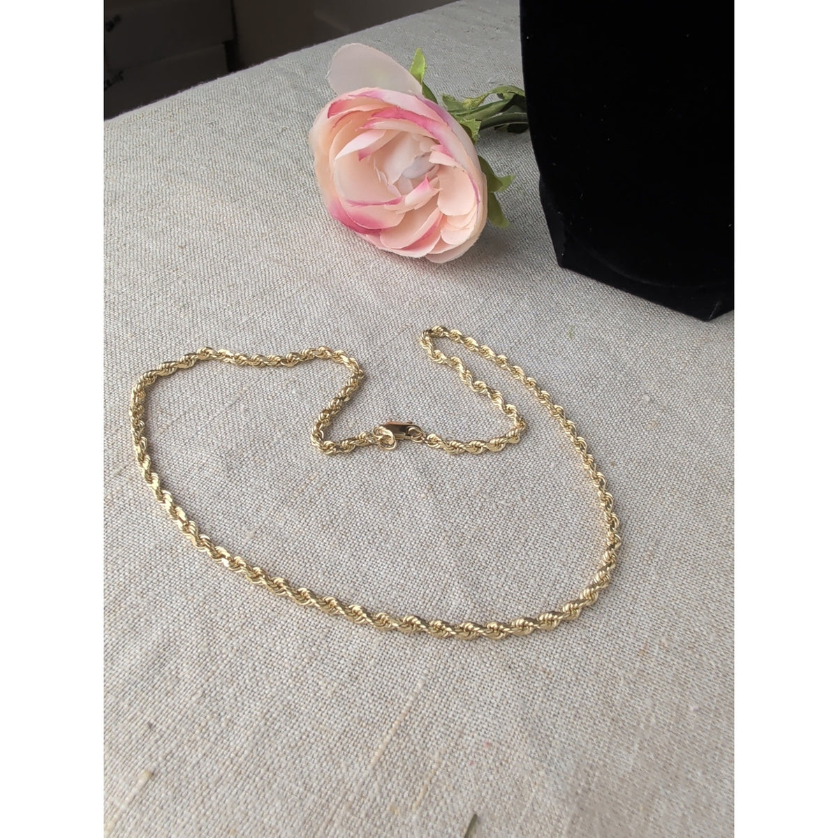 Vintage 14K Yellow Gold Solid Rope Chain Necklace 14 Grams 585 3.5mm