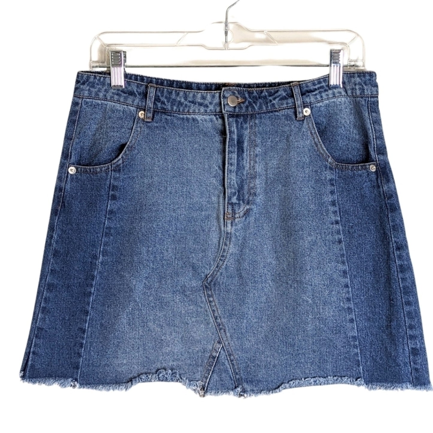 Y2K Altar'd State Denim Mini Skirt Frayed Hem Women's Size Medium