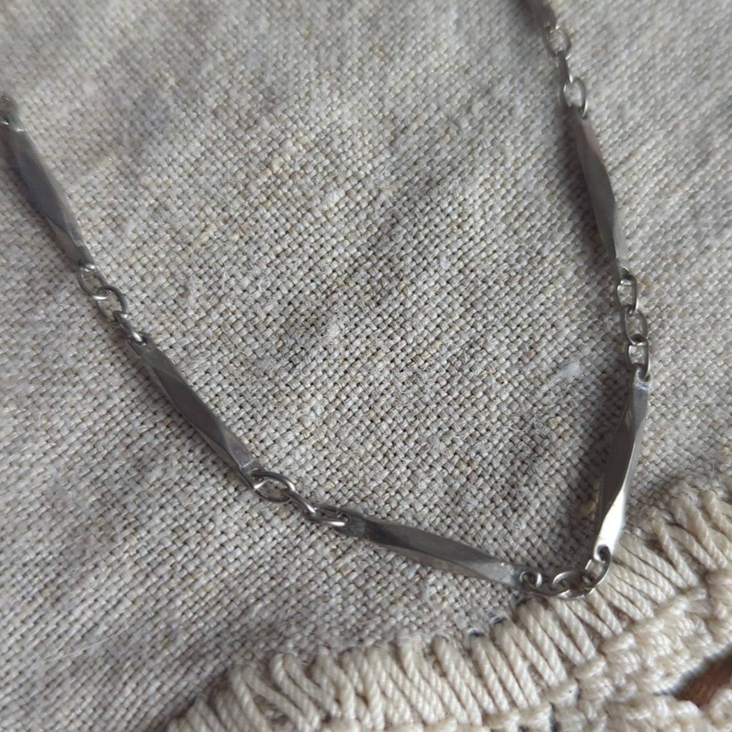 Vintage Silver Tone Layered Necklace Set 1 Snake Chain  1 Textured Chain Layer