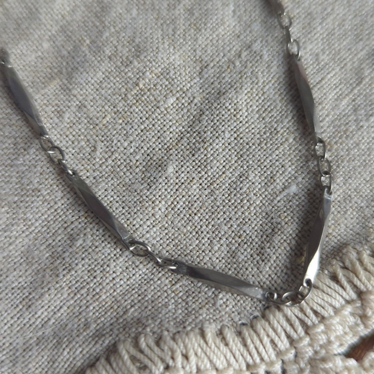 Vintage Silver Tone Layered Necklace Set 1 Snake Chain  1 Textured Chain Layer