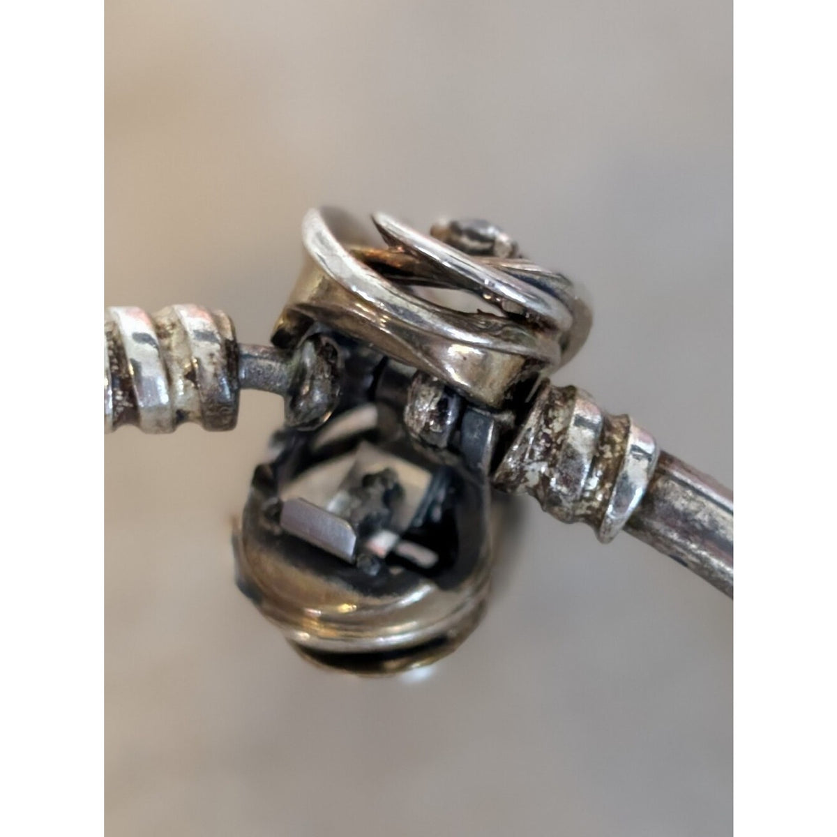 Pandora 925 Sterling Silver Swirl Knot Bangle Bracelet CZ Modern Minimalist