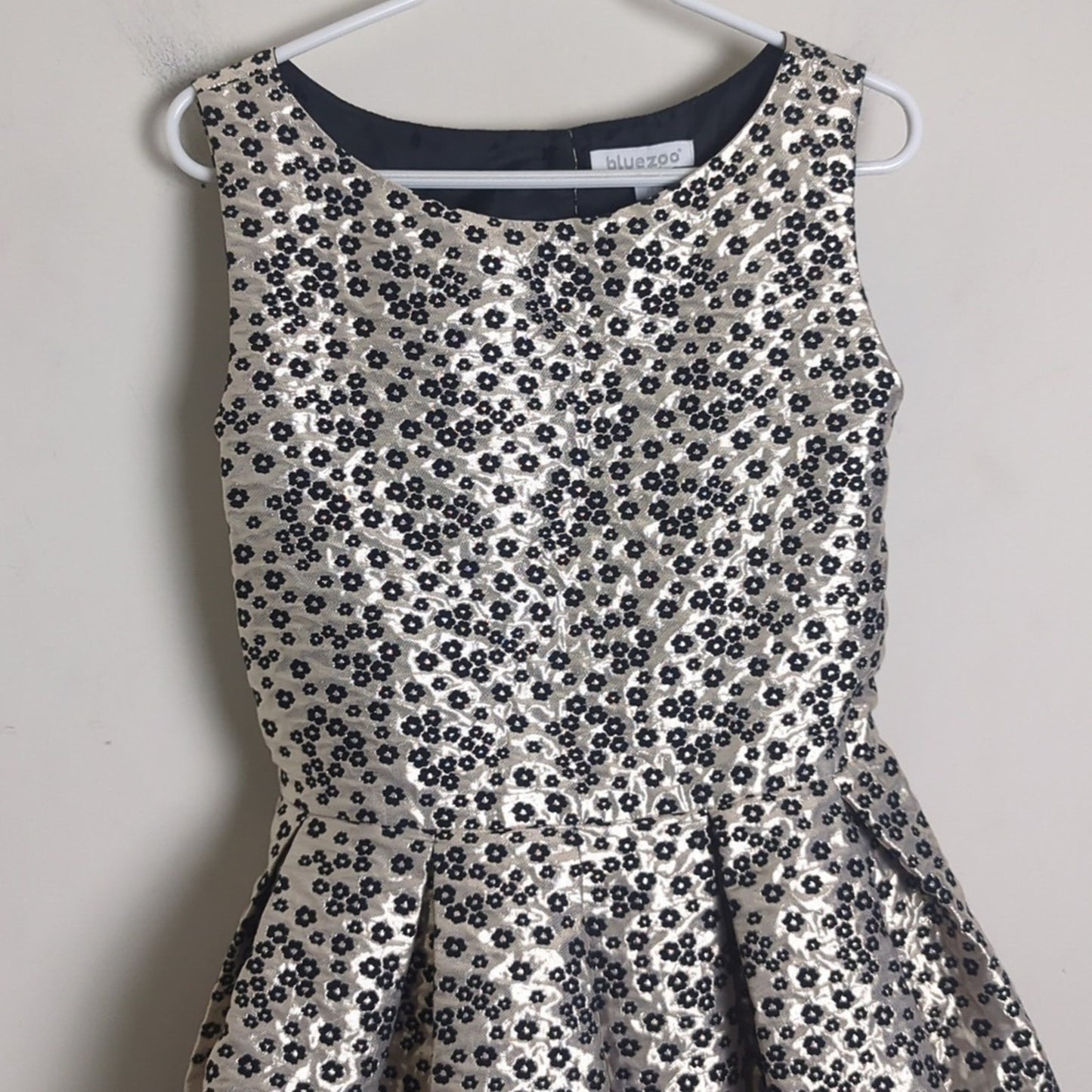Fit & Flare Metallic Floral Formal Dress Girls Size 7/8