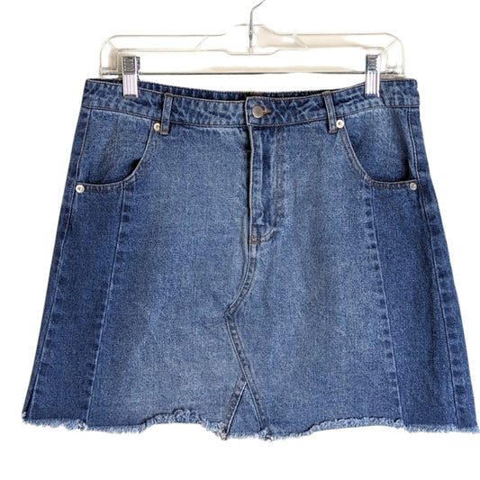 Y2K Altar'd State Denim Mini Skirt Frayed Hem Women's Size Medium
