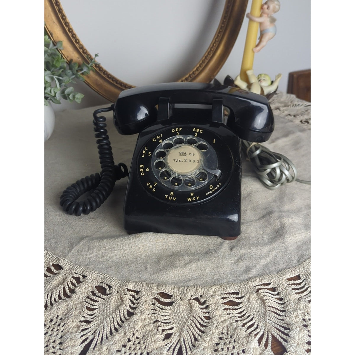 Vintage Black Rotary Telephone Nostalgia 1950s Mid Century Desk Phone