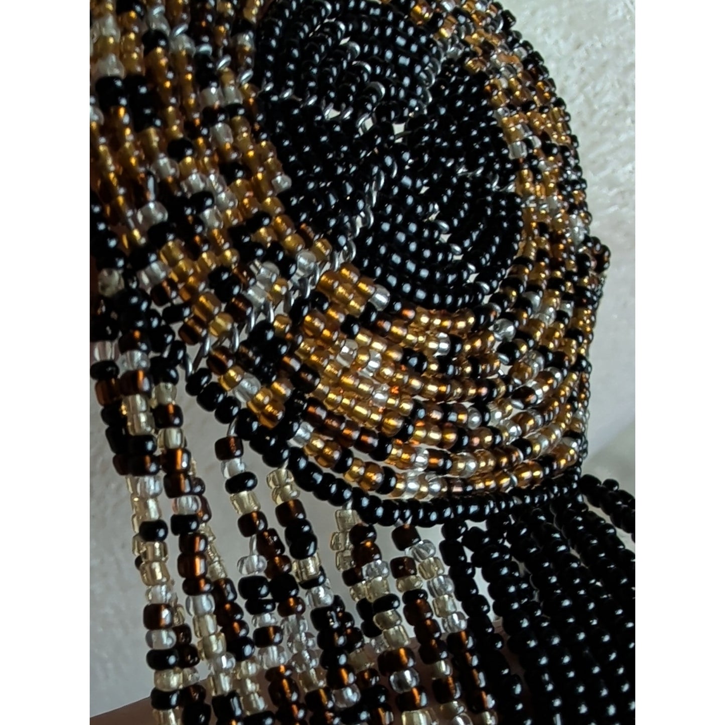 Handcrafted Beaded Fringe Statement Necklace Tribal Boho Luxe Wearable Art