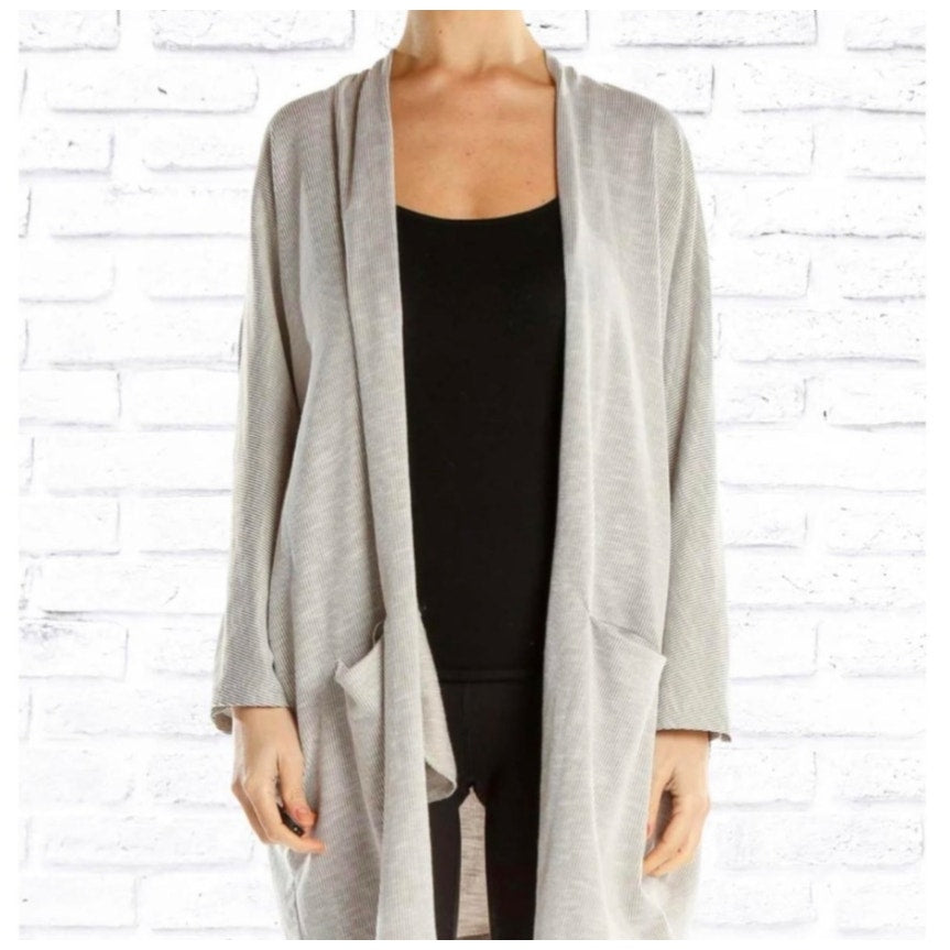 Cozy Minimalist Soft Ribbed Knit Cardigan Women's One Size