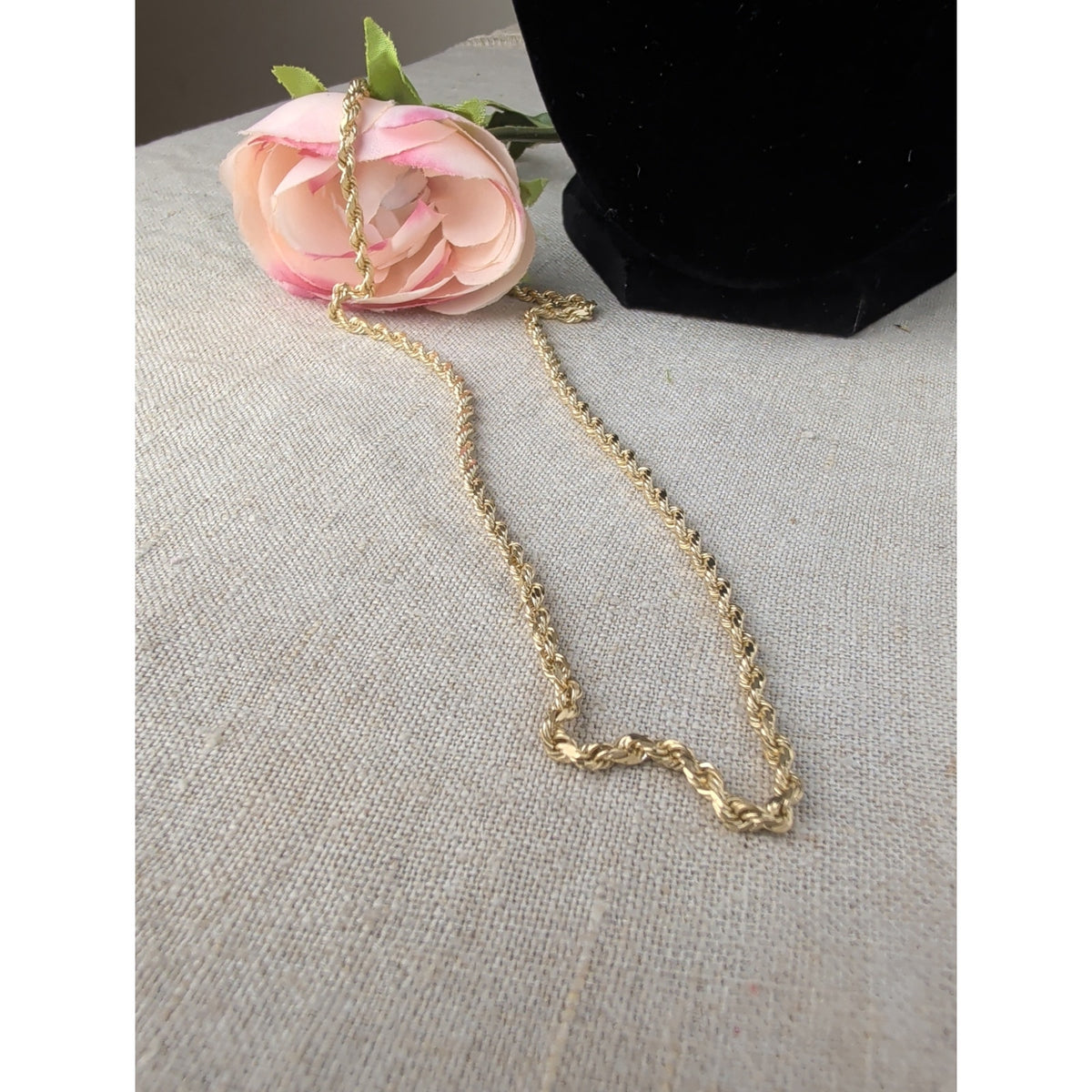 Vintage 14K Yellow Gold Solid Rope Chain Necklace 14 Grams 585 3.5mm