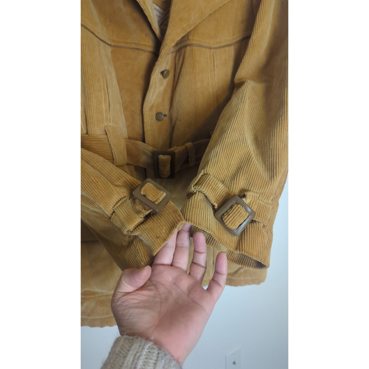 VTG 70s Towncraft Penneys Butterscotch Corduroy Belted That 70's Show Jacket Coat XL Faux Fur