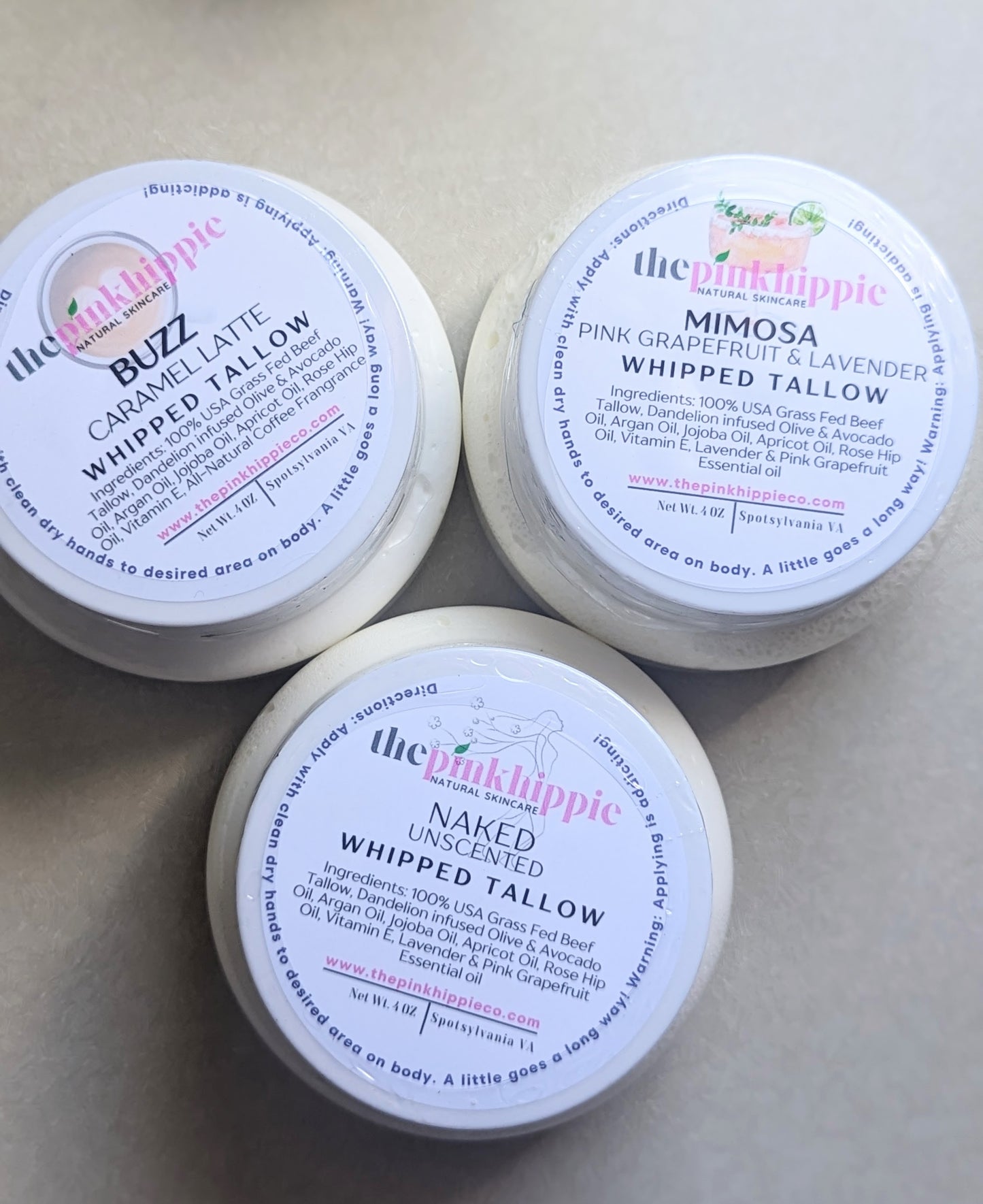 Whipped Tallow Butter 4 oz & 8 oz with Apricot Oil & Infused Dandelion