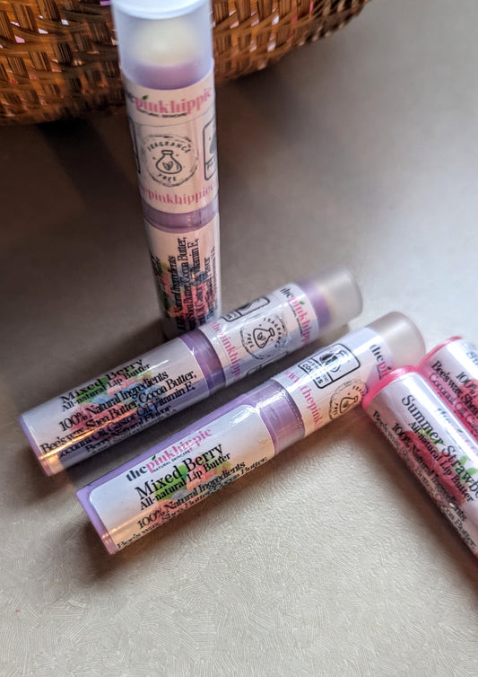 Lip Butter Summer Berry & Strawberry All-natural Moisturizing Flavors .4 oz each