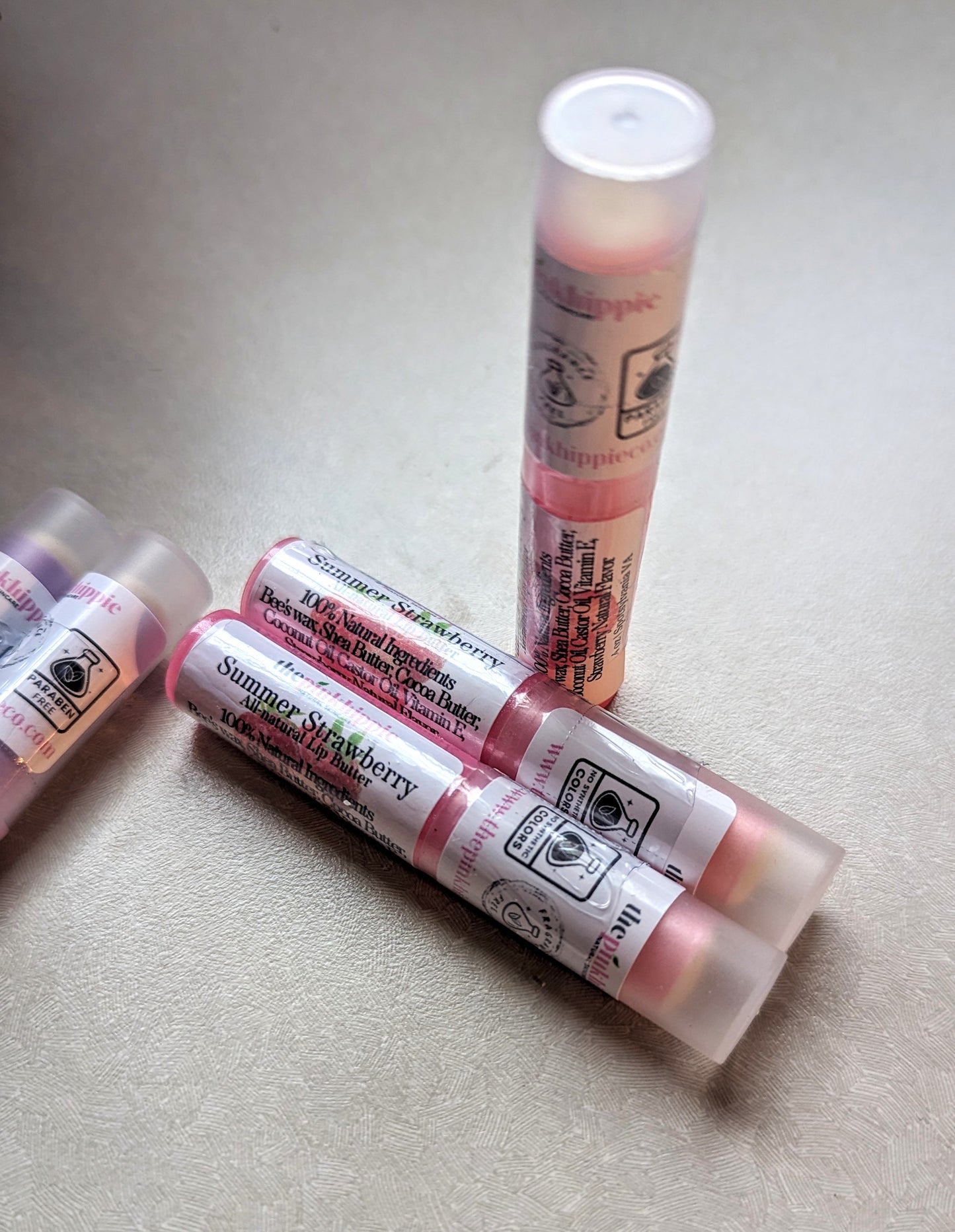 Lip Butter Summer Berry & Strawberry All-natural Moisturizing Flavors .4 oz each