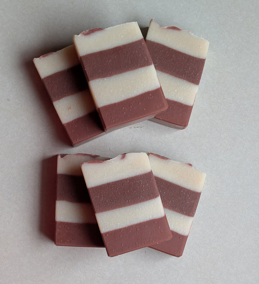 Candy Cane Luxury Soap 4.5 oz Bar Striped, Essential oil Peppermint Orange Cinnamon