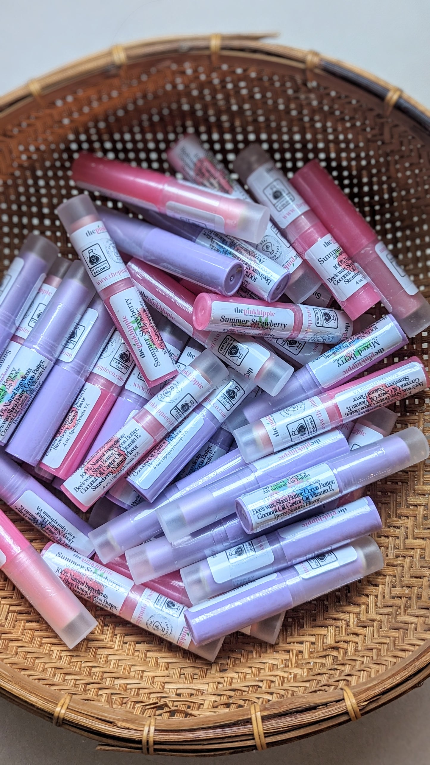 Lip Butter Summer Berry & Strawberry All-natural Moisturizing Flavors .4 oz each