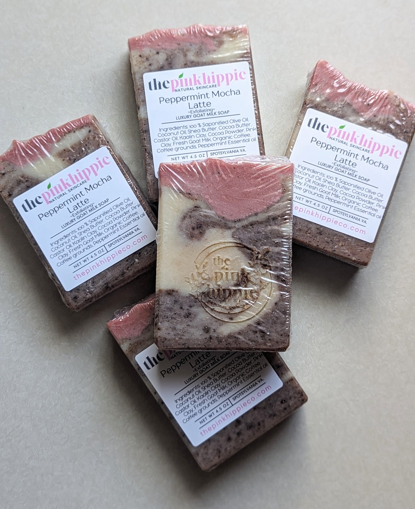Peppermint Mocha Latte Soap 4.5 oz Goat Milk & Organic Coffee Exfoliation Peppermint