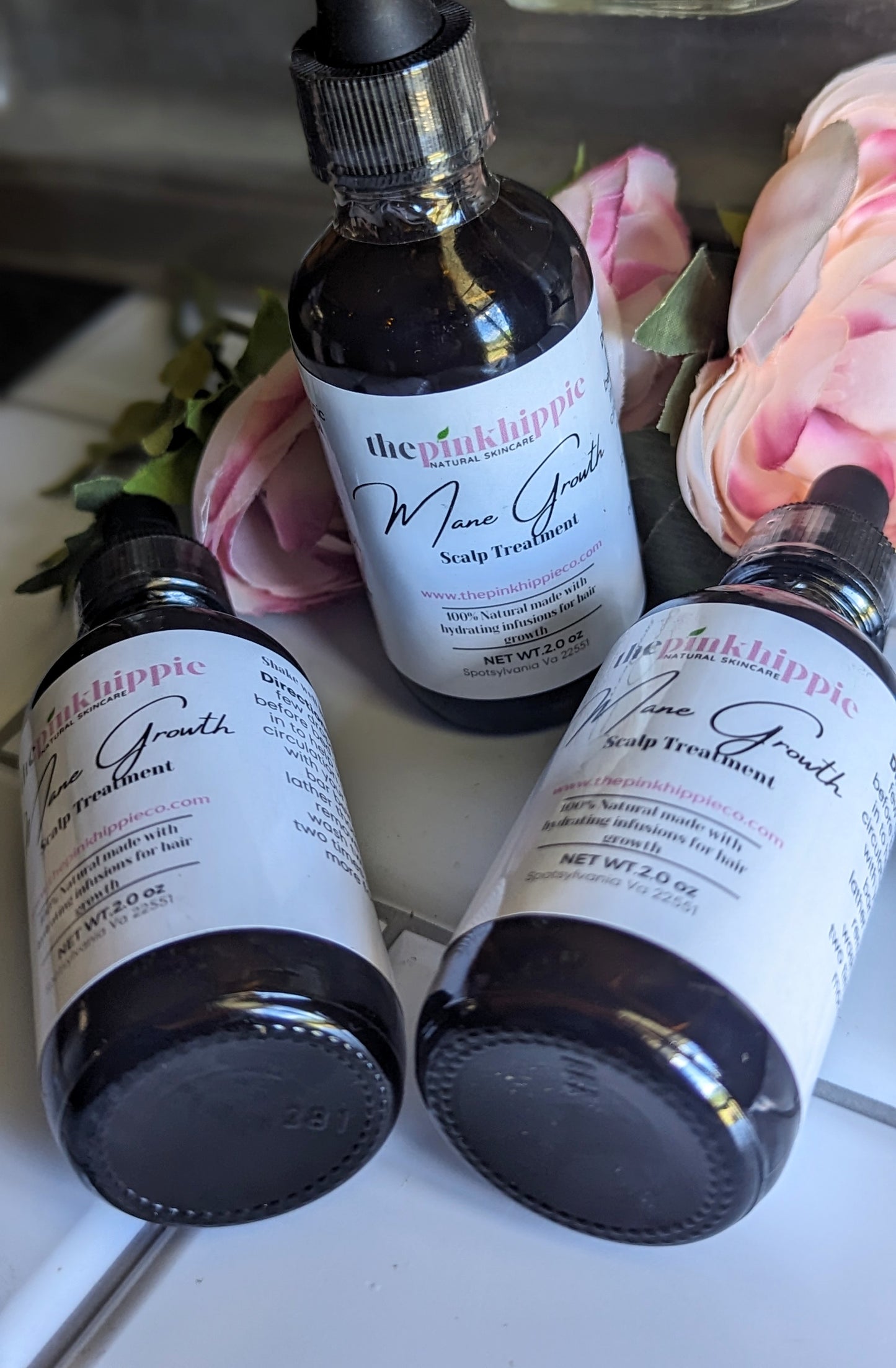 Mane Growth Scalp & Hair Serum Herbal Infused Amber Glass Bottle 2 oz Essential Oils Rosemary Lavender Clove