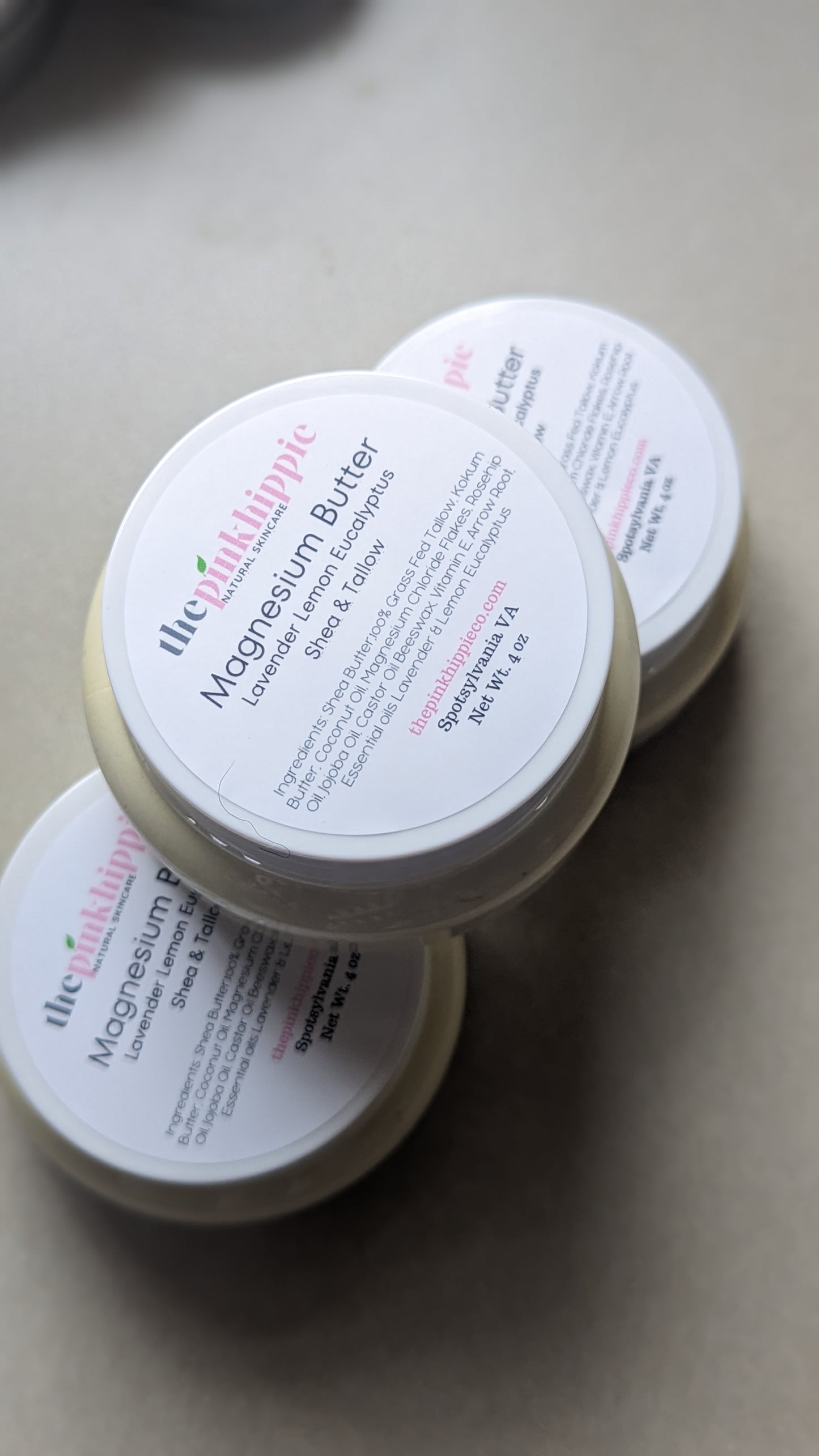 Melt Free Magnesium Butters with Tallow Essential oils Lemon Eucalyptus and Lavender & Unscented  Amber Glass-8 oz BPA Free